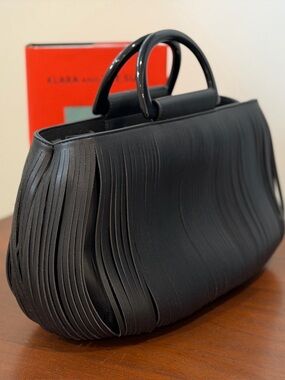 Black Leather ‘Viola Castellani’ Handbag